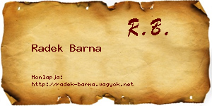 Radek Barna névjegykártya